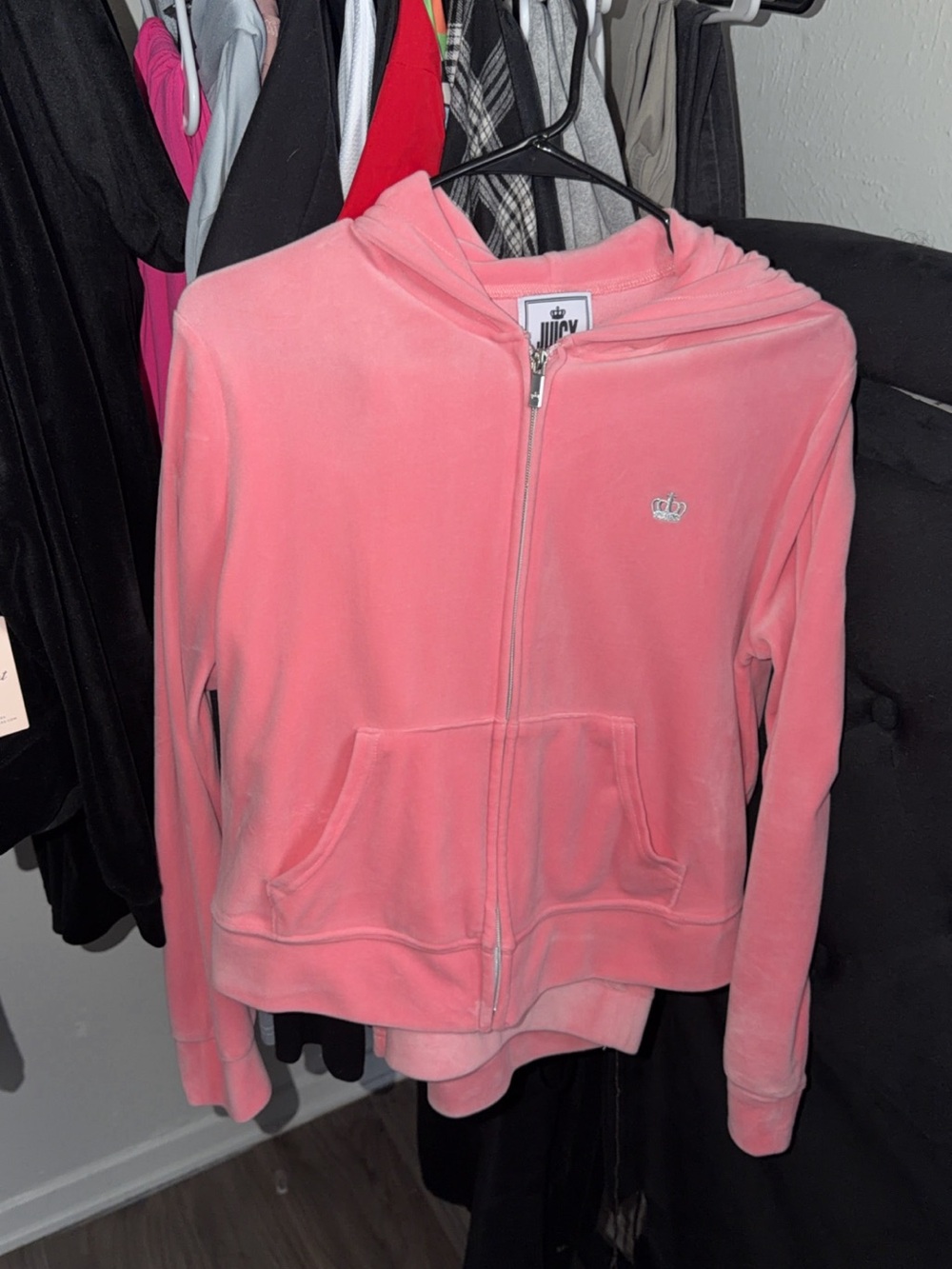 Juicy Couture Pink Velour Zip Hoodie with Crown Emblem set